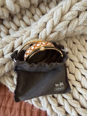 Coach Gold and Orange Enamel Bangle Set